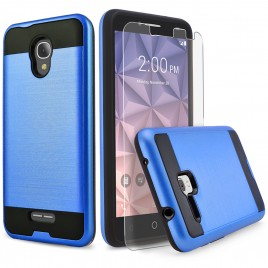 Alcatel OneTouch Fierce 4 Case, 2-Piece Style Hybrid Shockproof Hard Case Cover with [Premium Screen Protector] Hybird Shockproof And Circlemalls Stylus Pen (Blue)